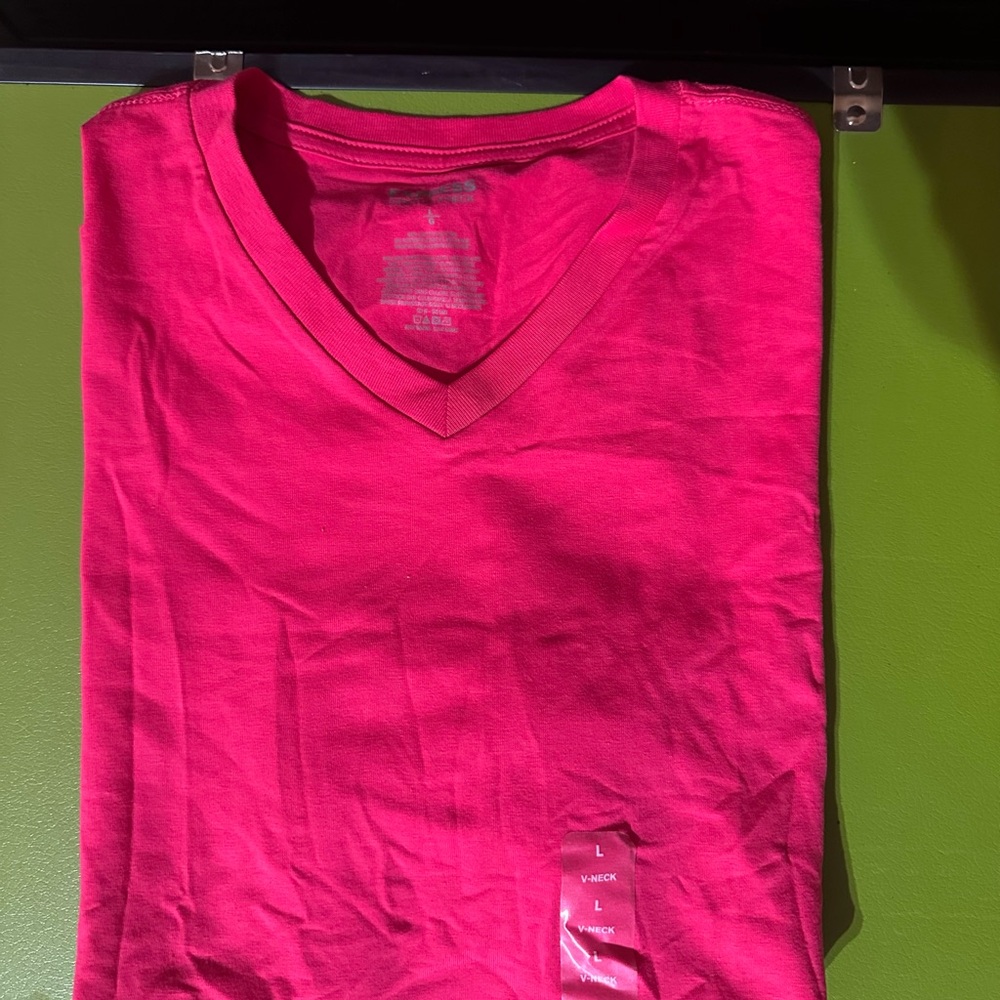 Express Hot Pink V-Neck Tee